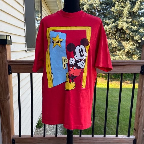 Vintage Mickey Mouse Shirt Adult Extra Large XL Red Disney 90s Cartoon Actor Tee - Picture 1 of 16